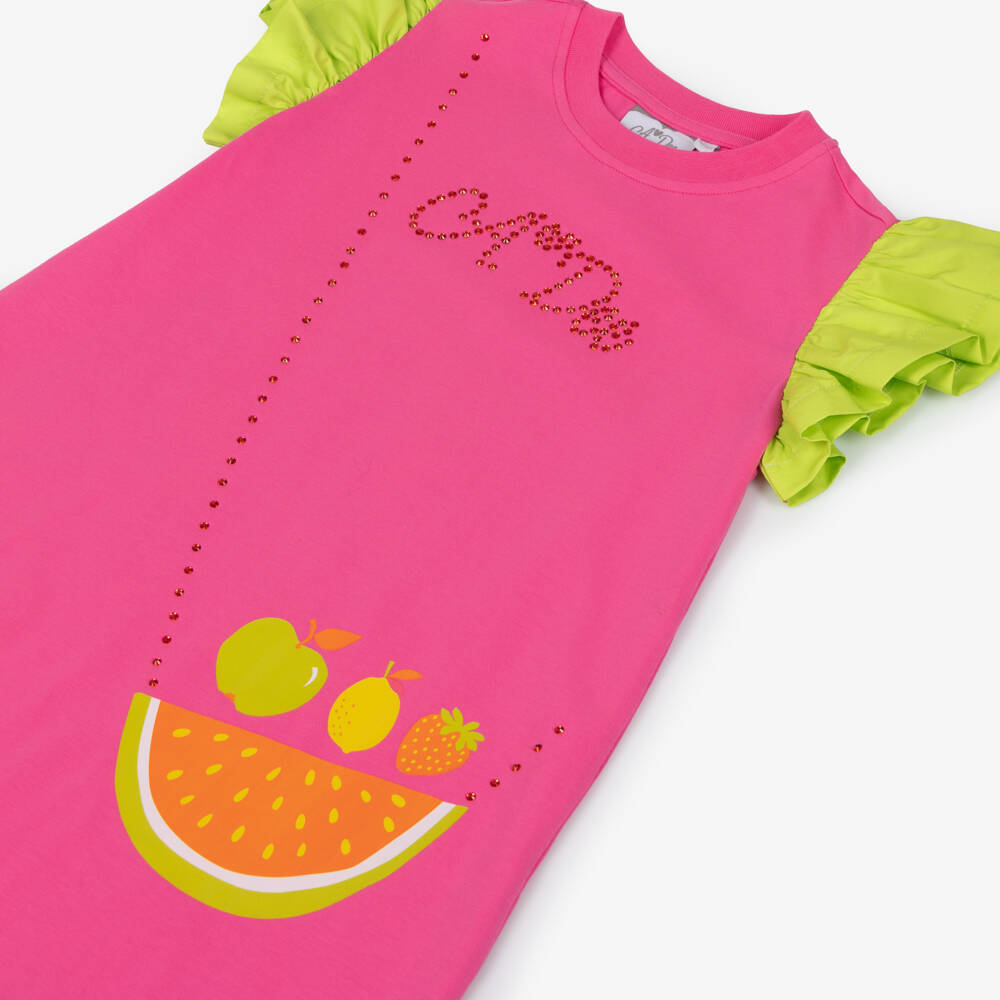 A Dee-Pink Fruity Bag Print Dress | Childrensalon Outlet