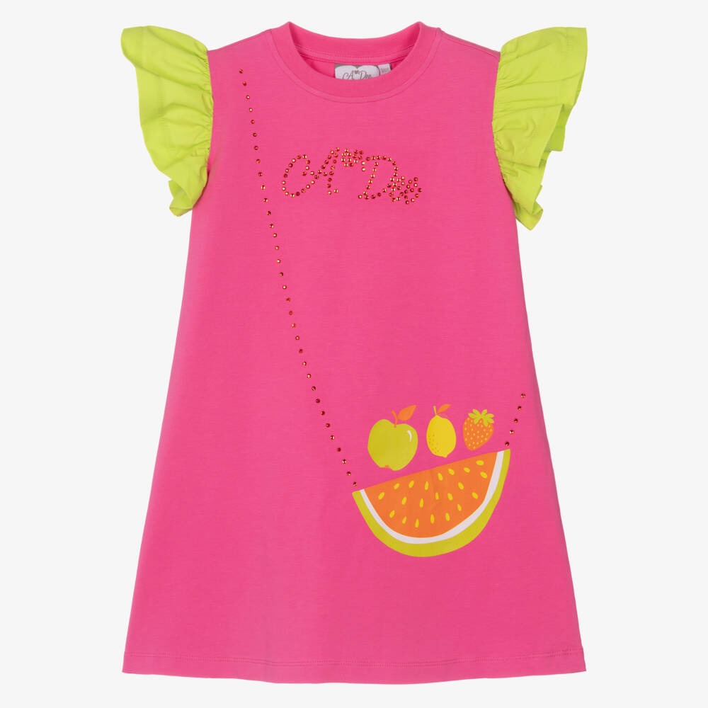 A Dee-Pink Fruity Bag Print Dress | Childrensalon Outlet