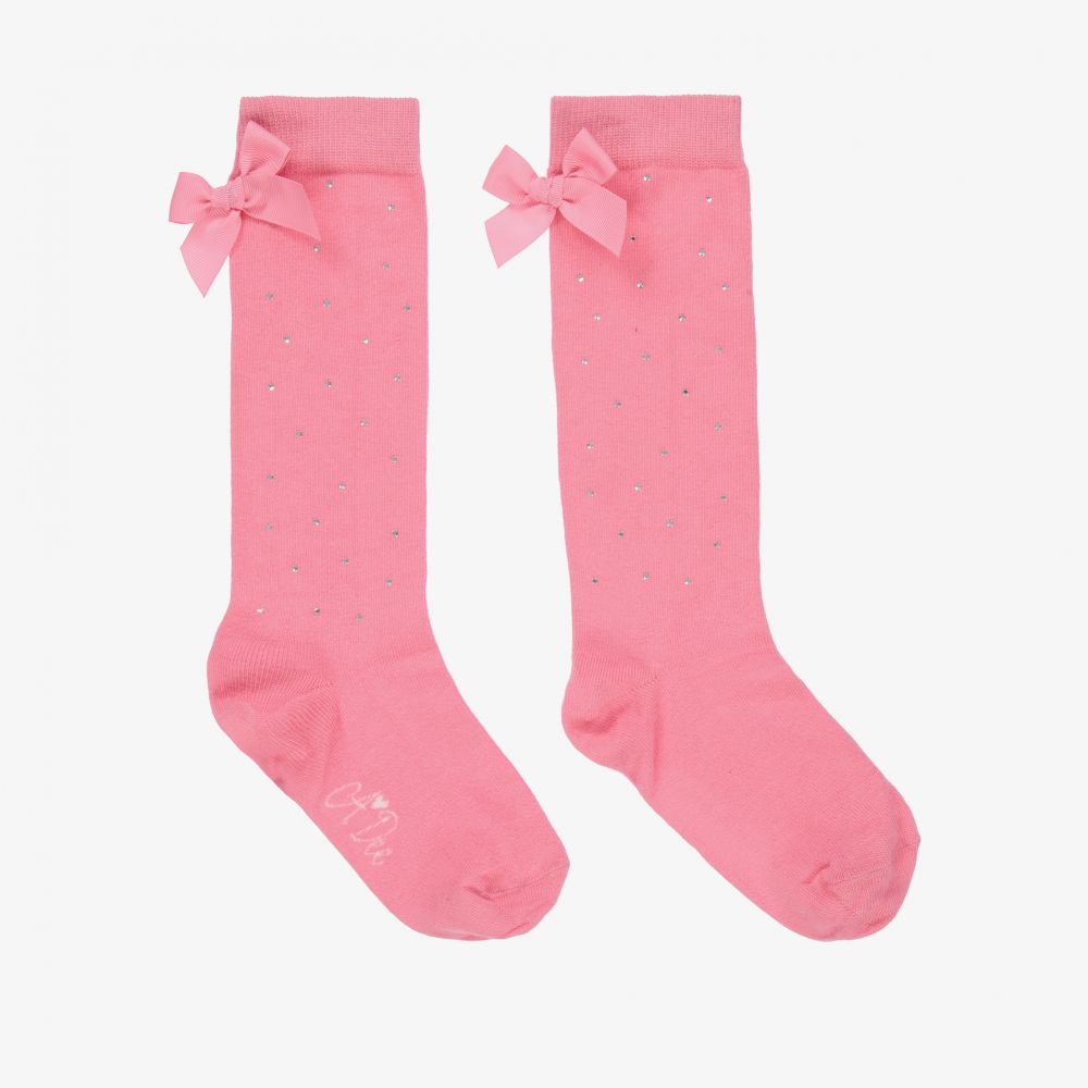 A Dee - Chaussettes hauteur genou roses en coton | Childrensalon