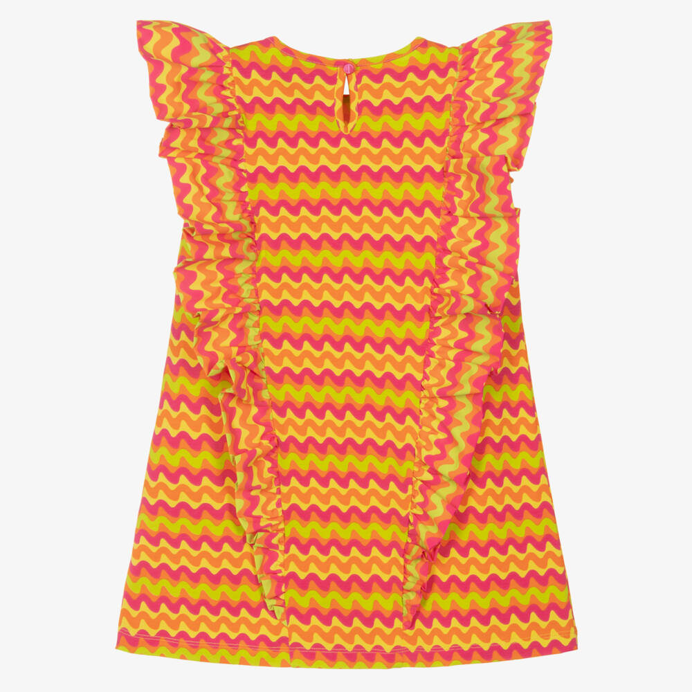 A Dee-Pink Wavy Stripe Print Ruffle Dress | Childrensalon Outlet