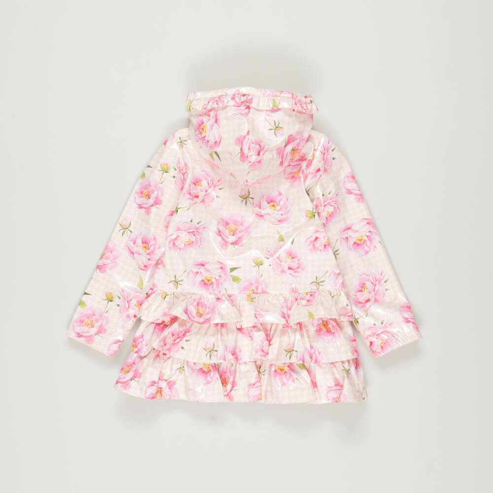 A Dee-Preloved Girls Pink Floral Frilled Raincoat (8 years) | Childrensalon Outlet