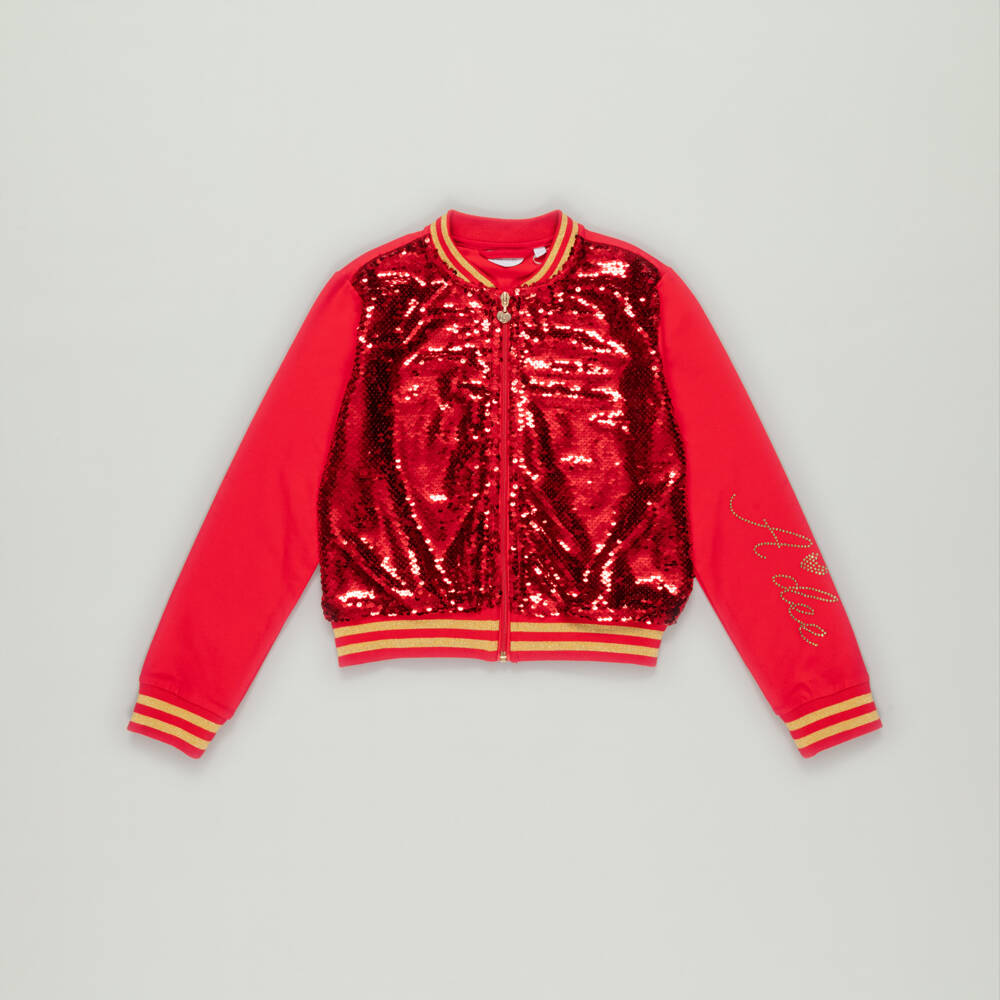 A Dee-Preloved Girls Red Sequin Zip-Up Top (10 years) | Childrensalon Outlet