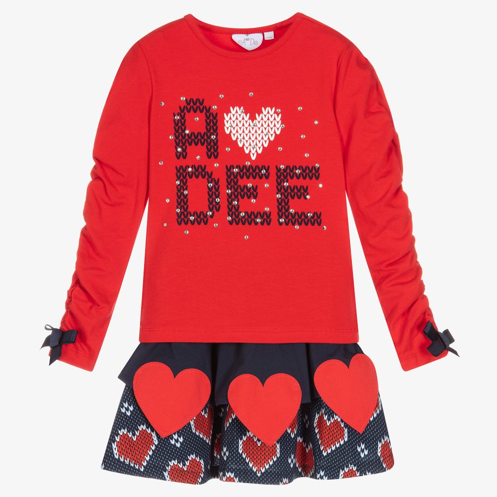 A Dee - Red & Blue Cotton Outfit Set | Childrensalon