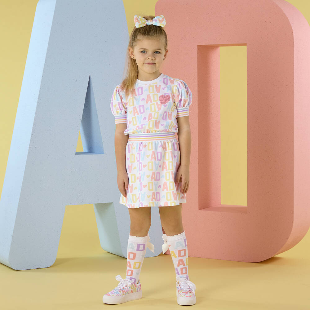 A Dee-White All Over Logo Print Dress | Childrensalon Outlet