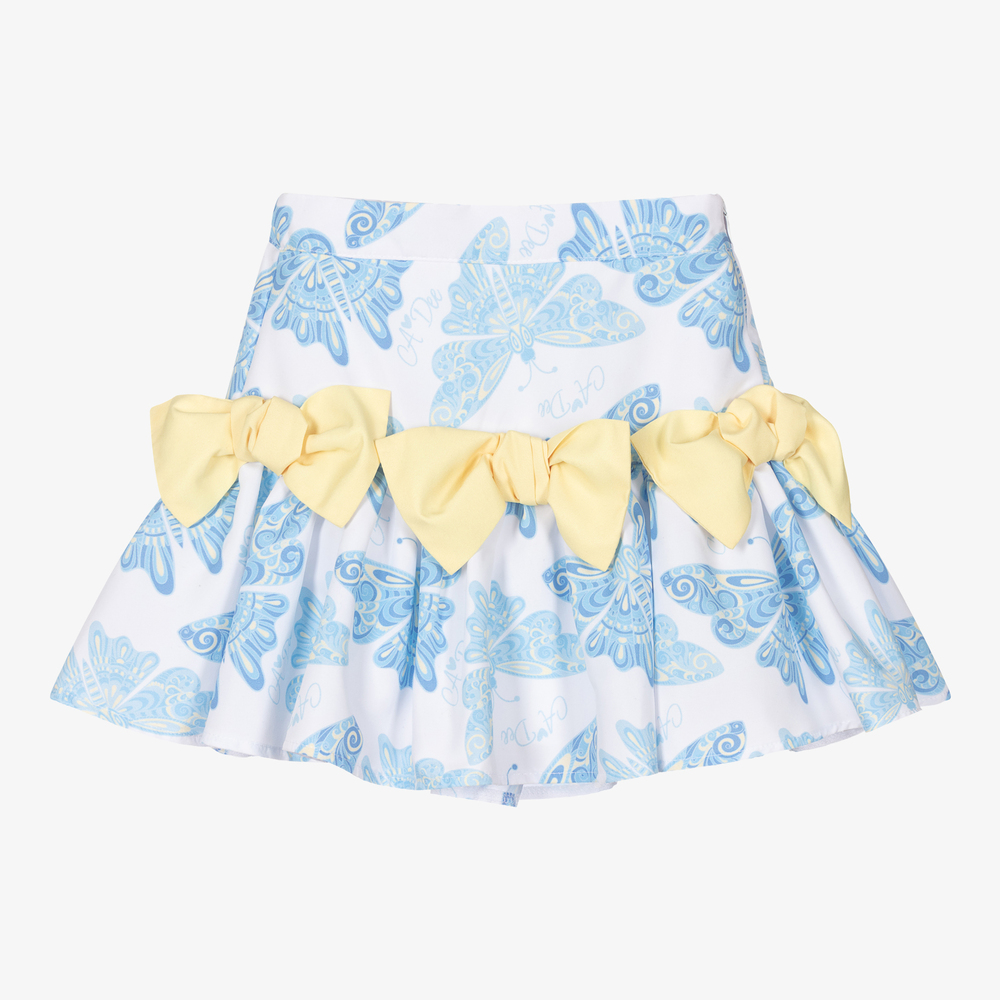 A Dee - White & Blue Butterfly Skirt | Childrensalon