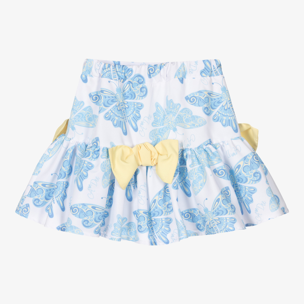 A Dee-تنورة لون أبيض وأزرق باهت وأصفر | Childrensalon Outlet