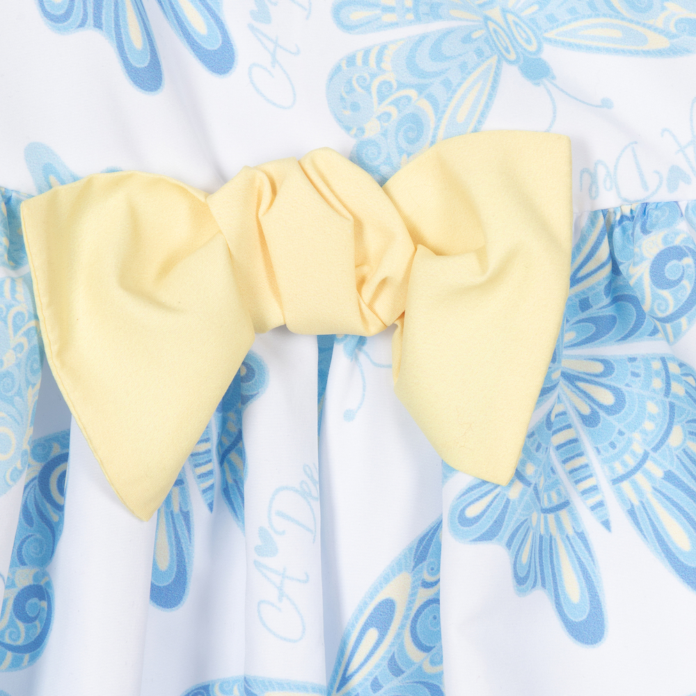 A Dee-تنورة لون أبيض وأزرق باهت وأصفر | Childrensalon Outlet