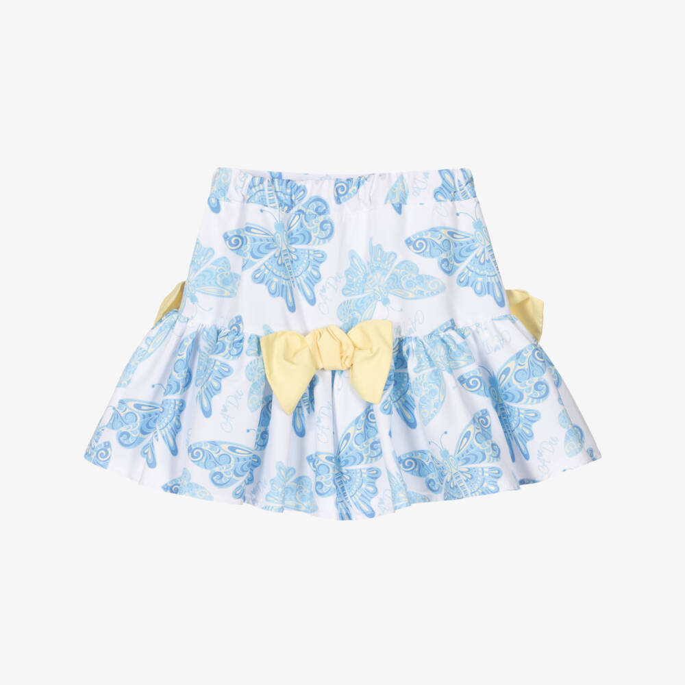 A Dee-تنورة لون أبيض وأزرق باهت وأصفر | Childrensalon Outlet