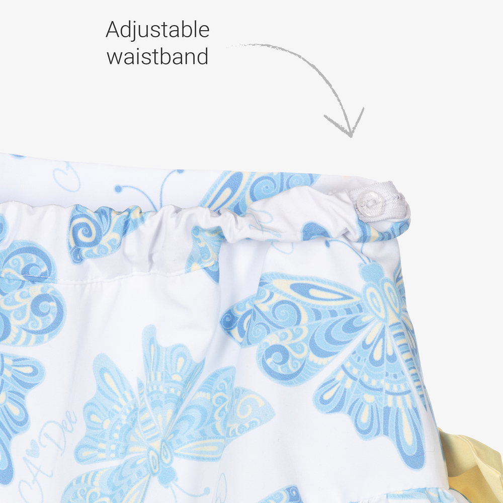 A Dee-تنورة لون أبيض وأزرق باهت وأصفر | Childrensalon Outlet