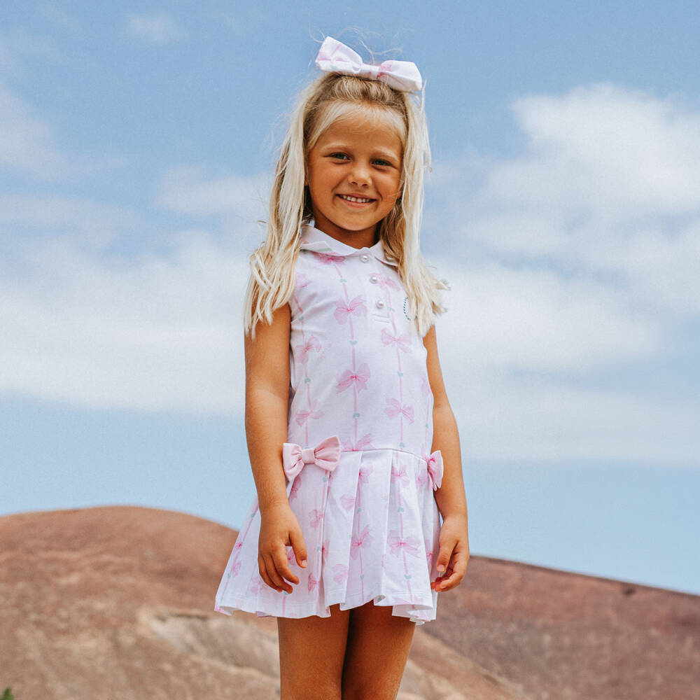 A Dee-White Bow Print Tennis Dress | Childrensalon Outlet
