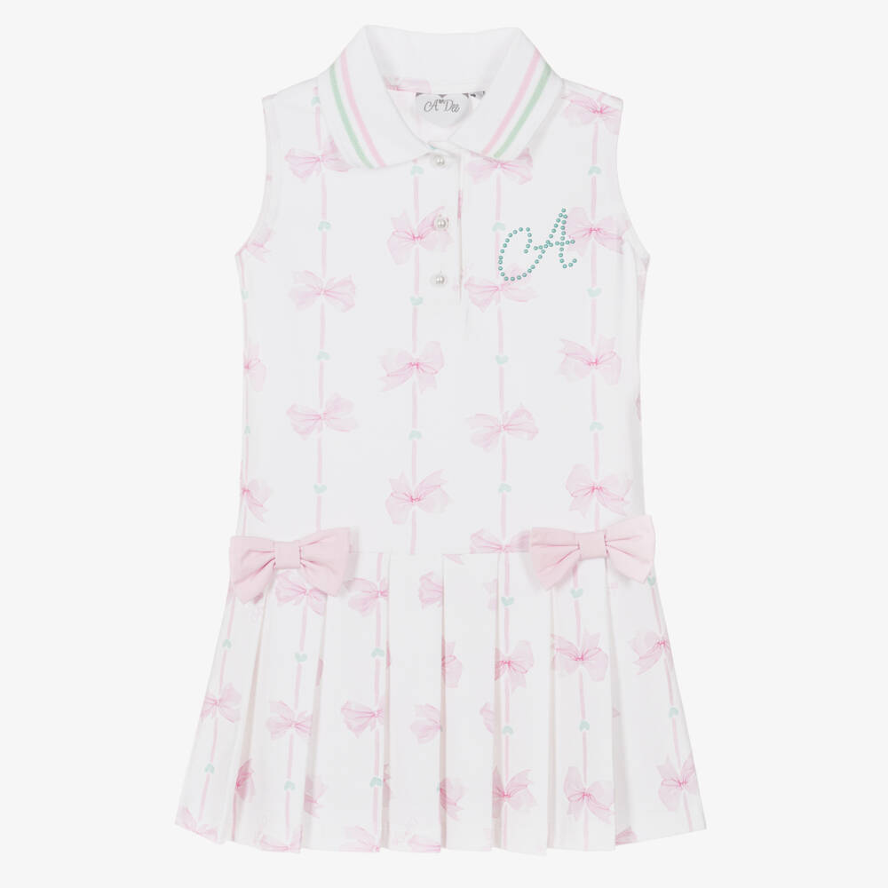 A Dee-White Bow Print Tennis Dress | Childrensalon Outlet