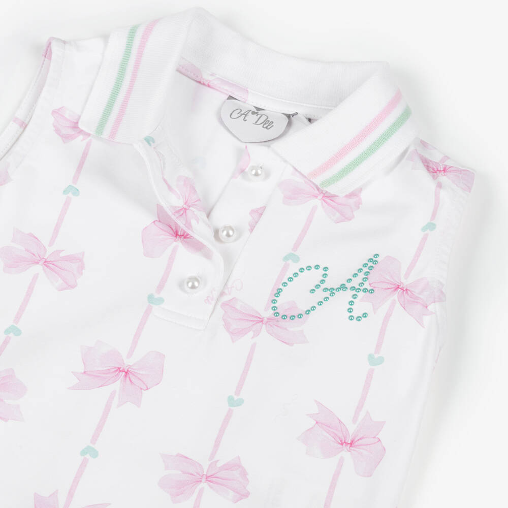 A Dee-White Bow Print Tennis Dress | Childrensalon Outlet