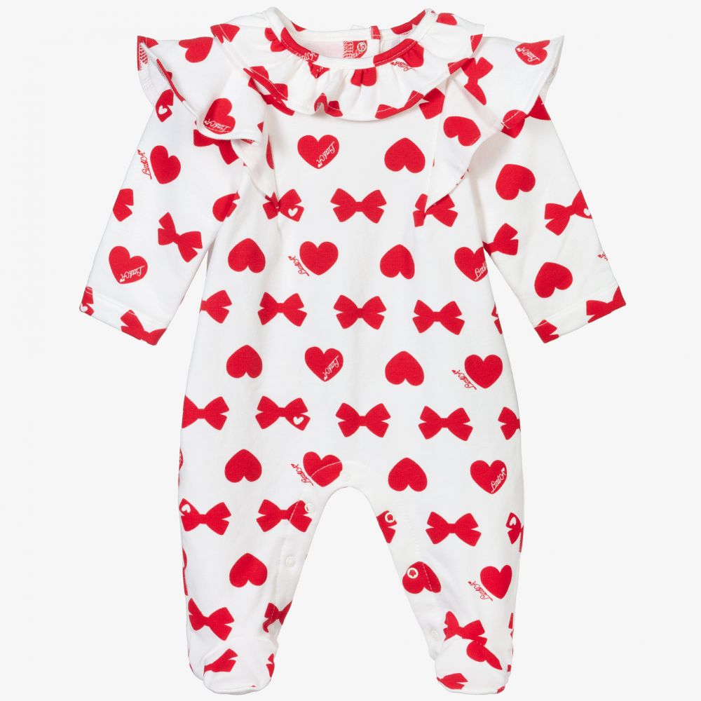 A Dee - White Cotton Heart Babygrow | Childrensalon