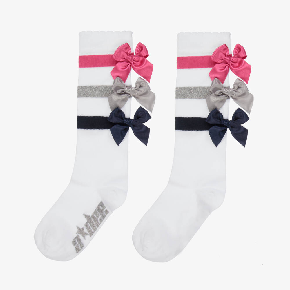 A Dee-White Striped Bow Socks | Childrensalon Outlet