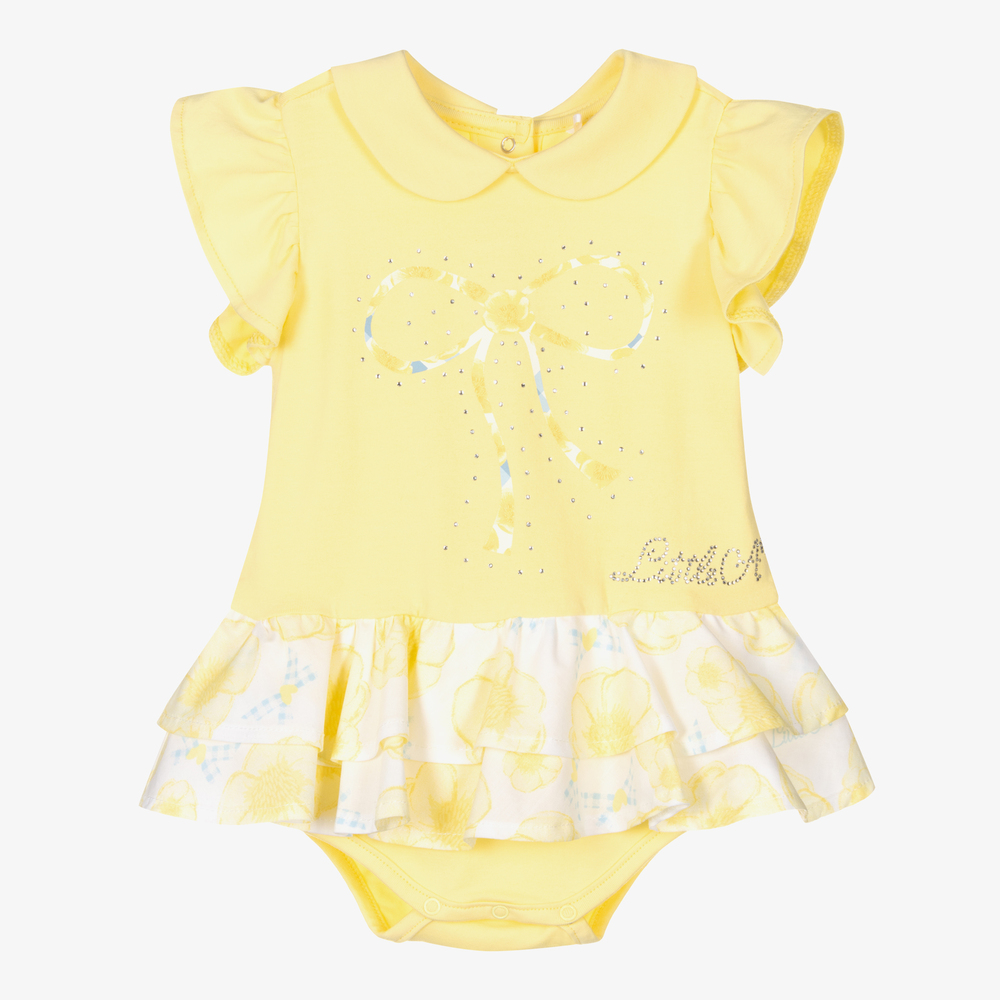 A Dee - Yellow Cotton Baby Dress | Childrensalon