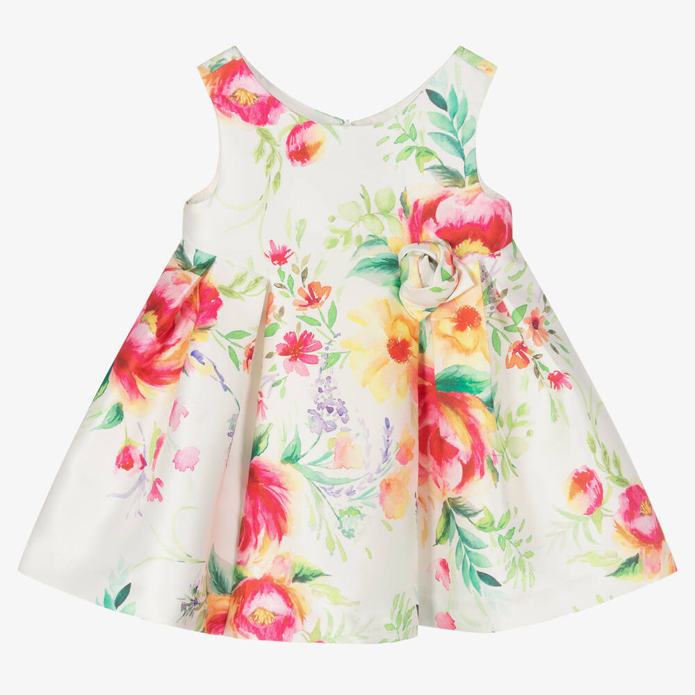 Abel & Lula - Baby Girls Ivory & Pink Floral Dress | Childrensalon