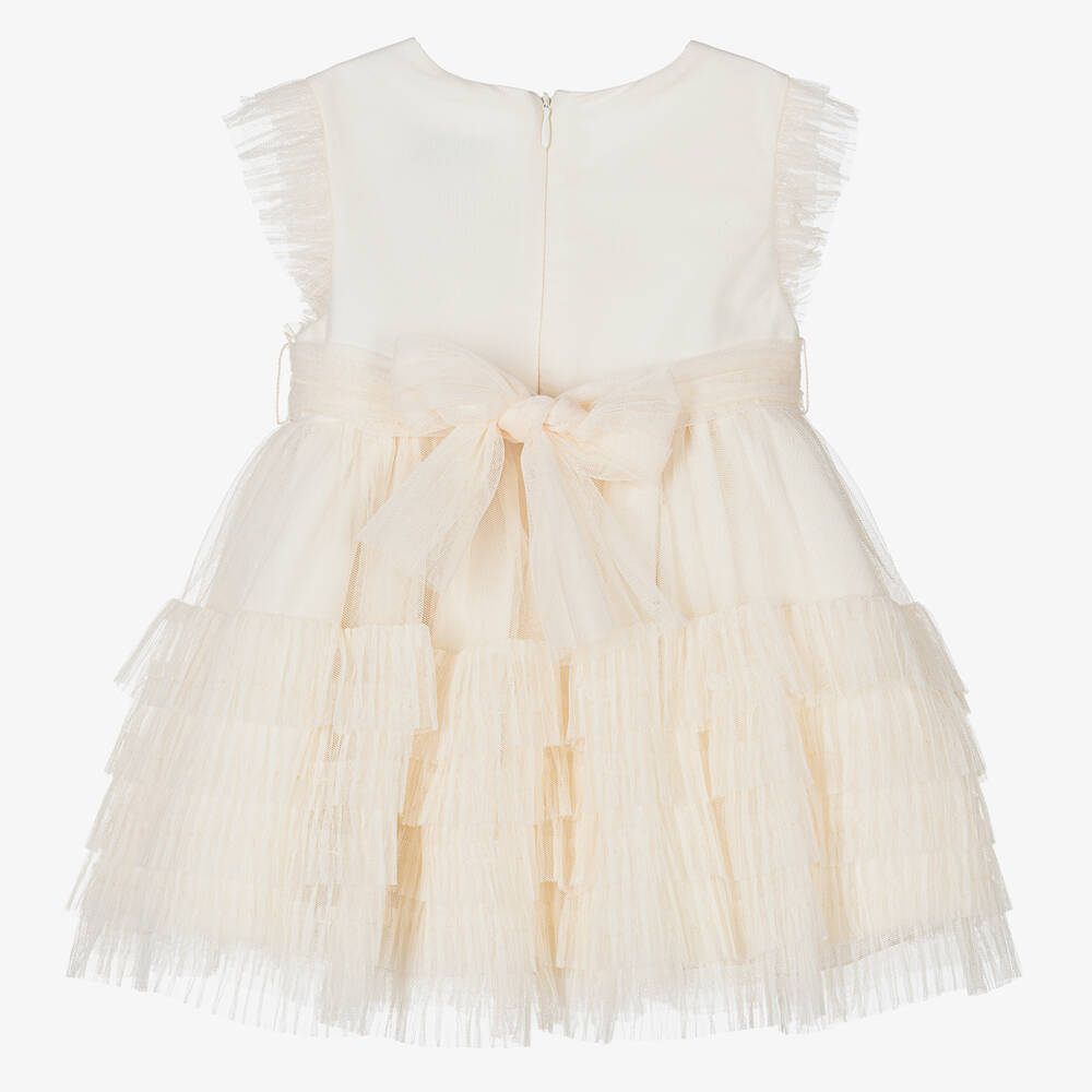 Abel & Lula-Baby Girls Ivory Tulle & Lace Trim Dress | Childrensalon Outlet