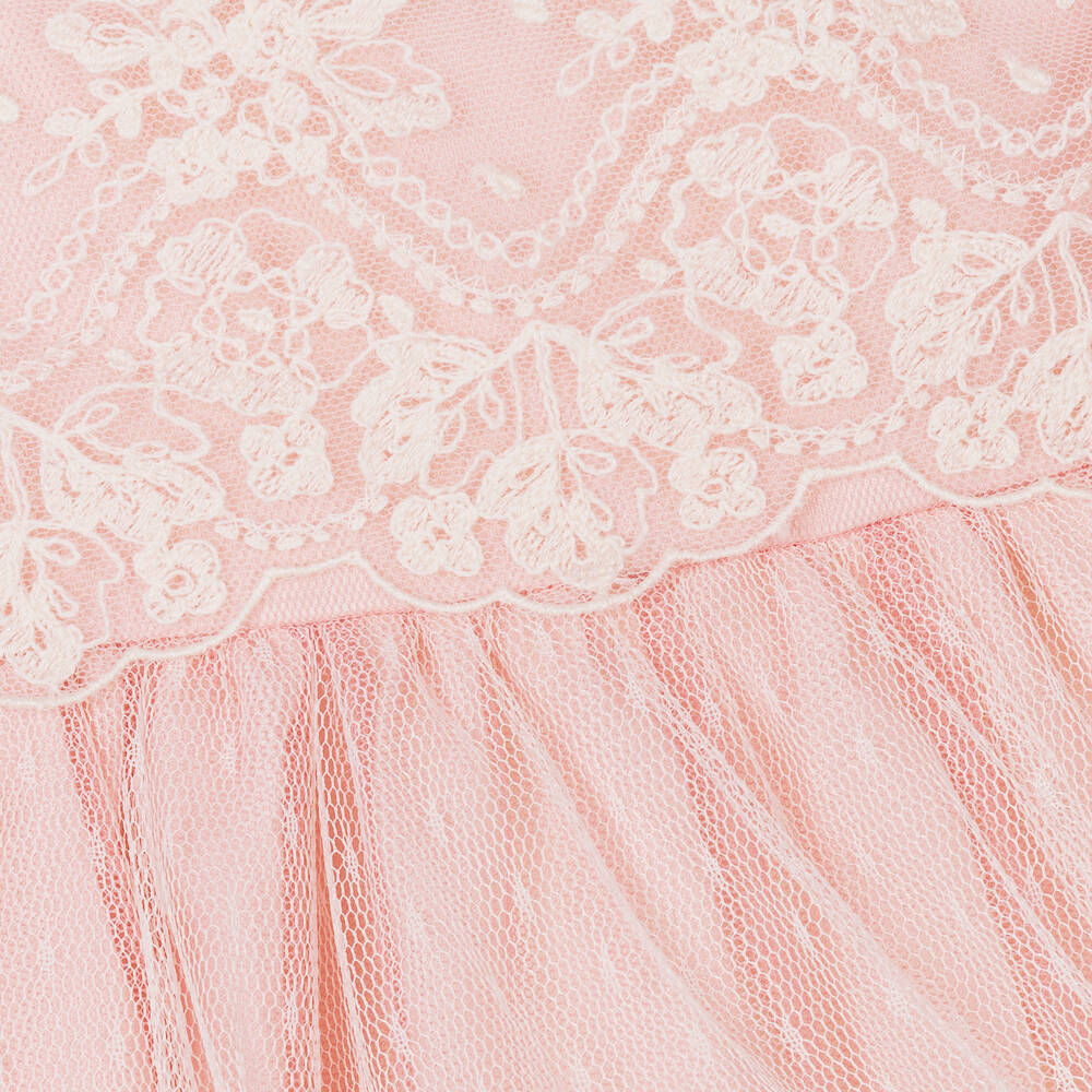 Abel & Lula-Baby Girls Pink Embroidered Tulle Dress | Childrensalon Outlet
