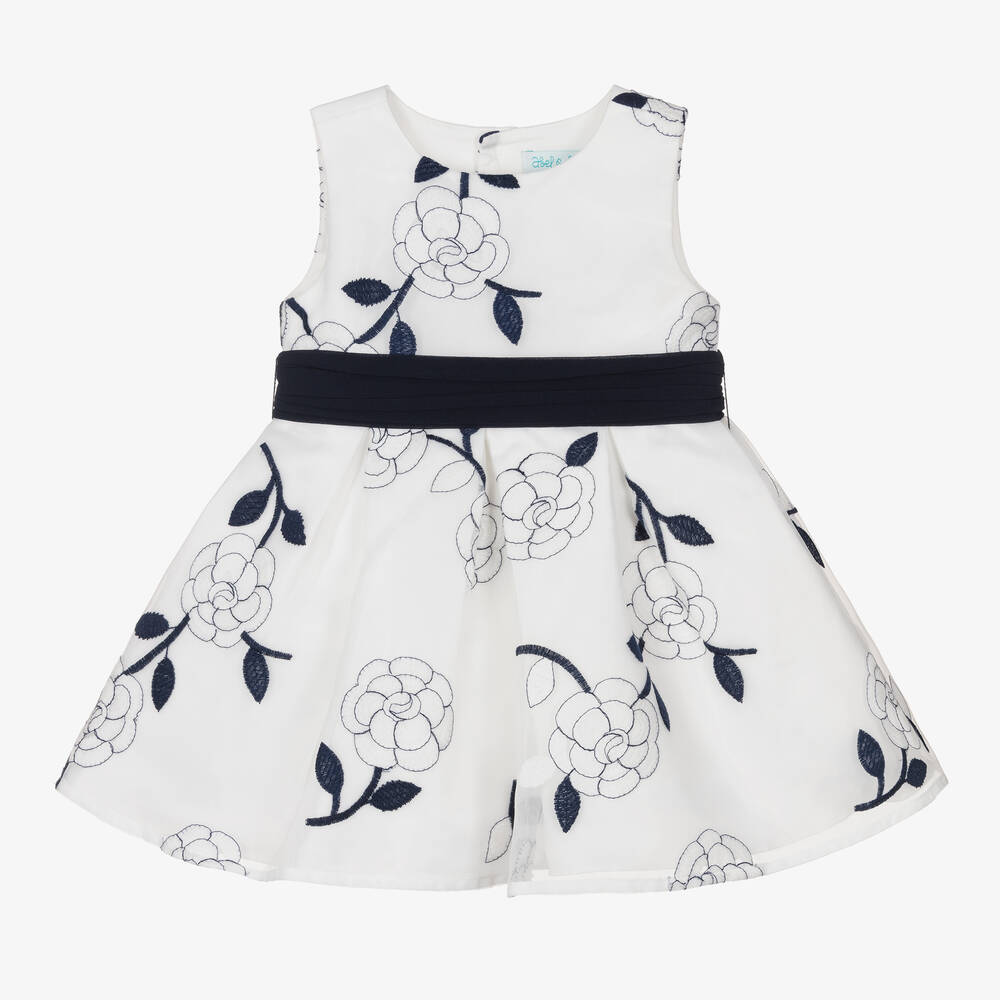 Abel & Lula - Baby Girls White Embroidered Organza Dress | Childrensalon