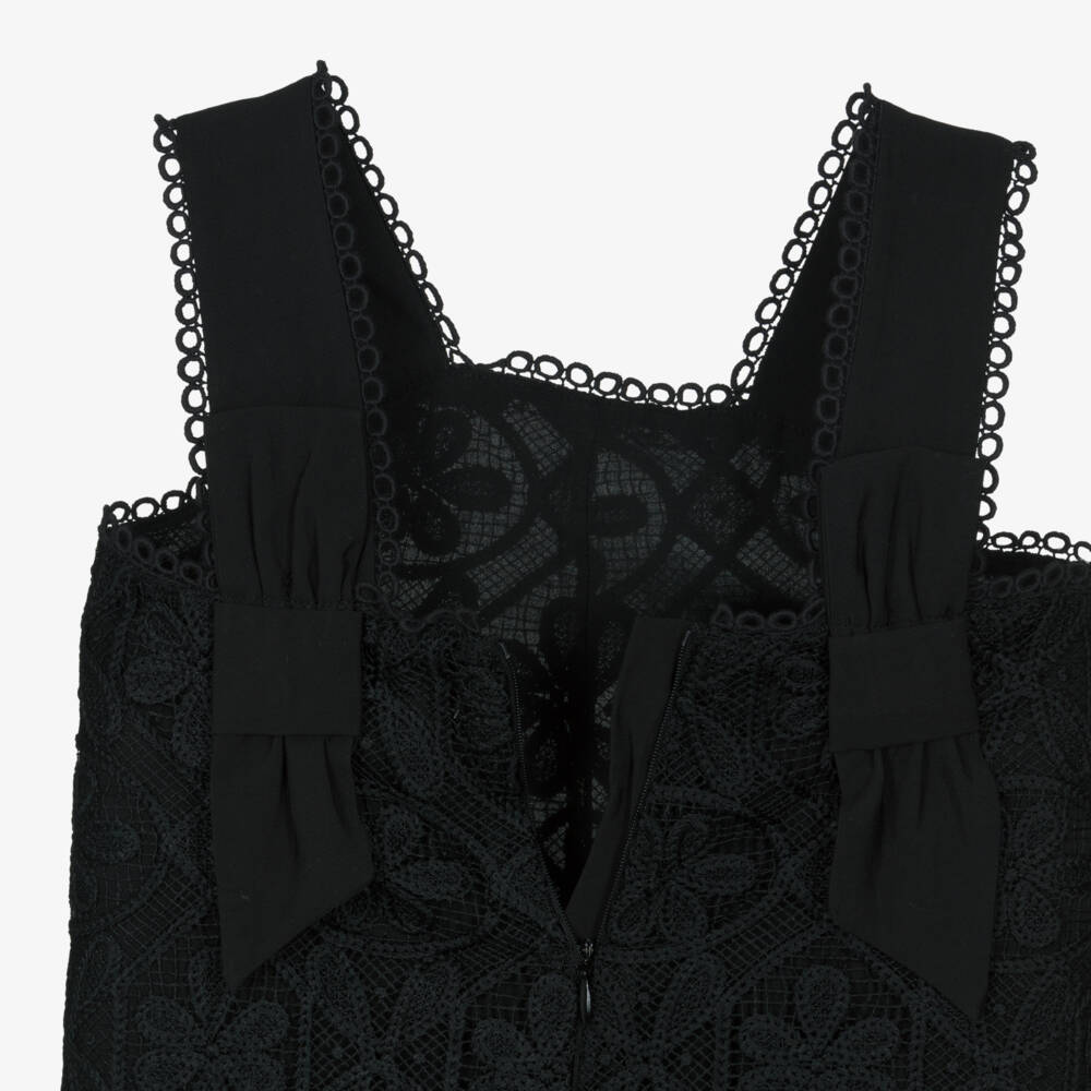 Abel & Lula-Black Crochet Jumpsuit | Childrensalon Outlet