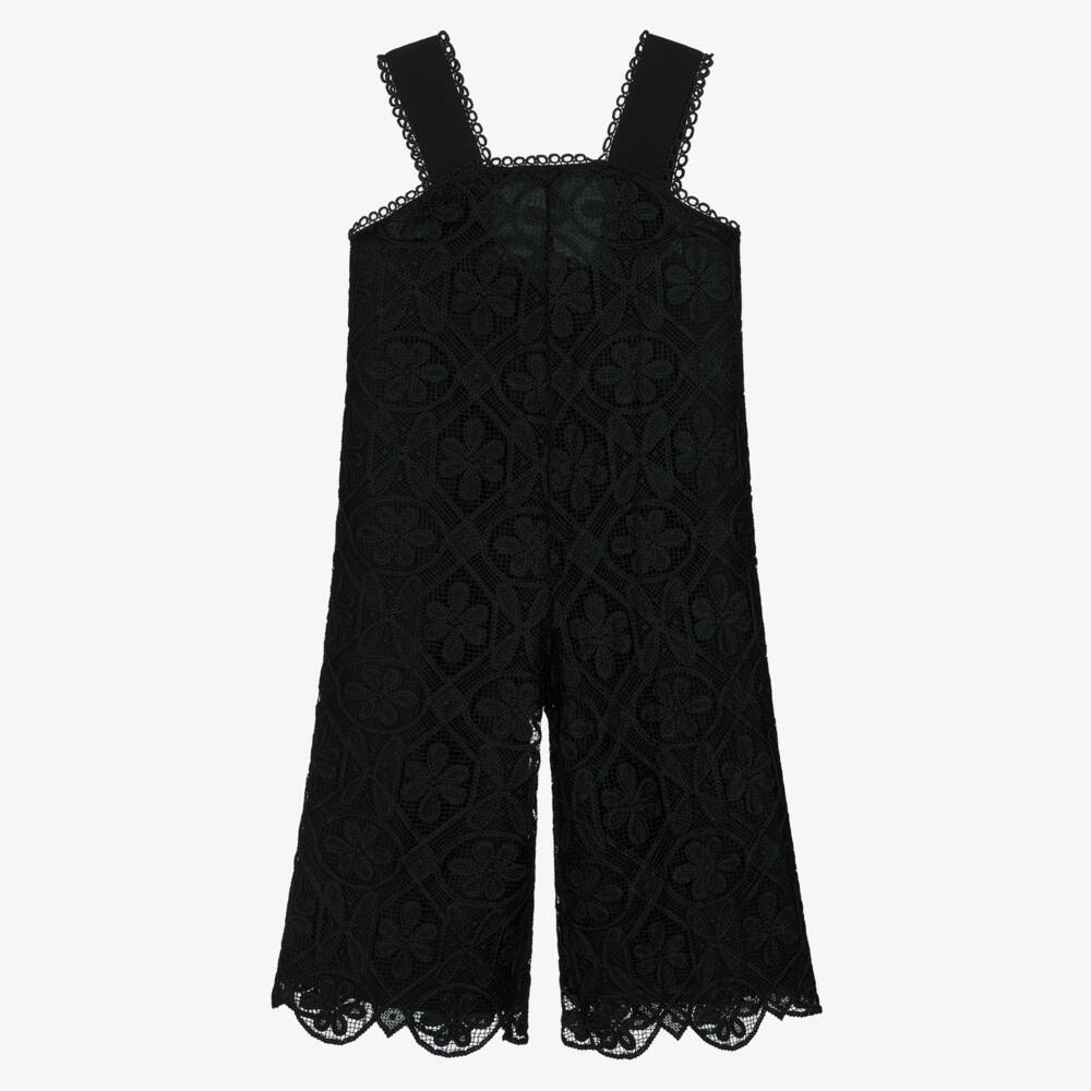 Abel & Lula-Black Crochet Jumpsuit | Childrensalon Outlet