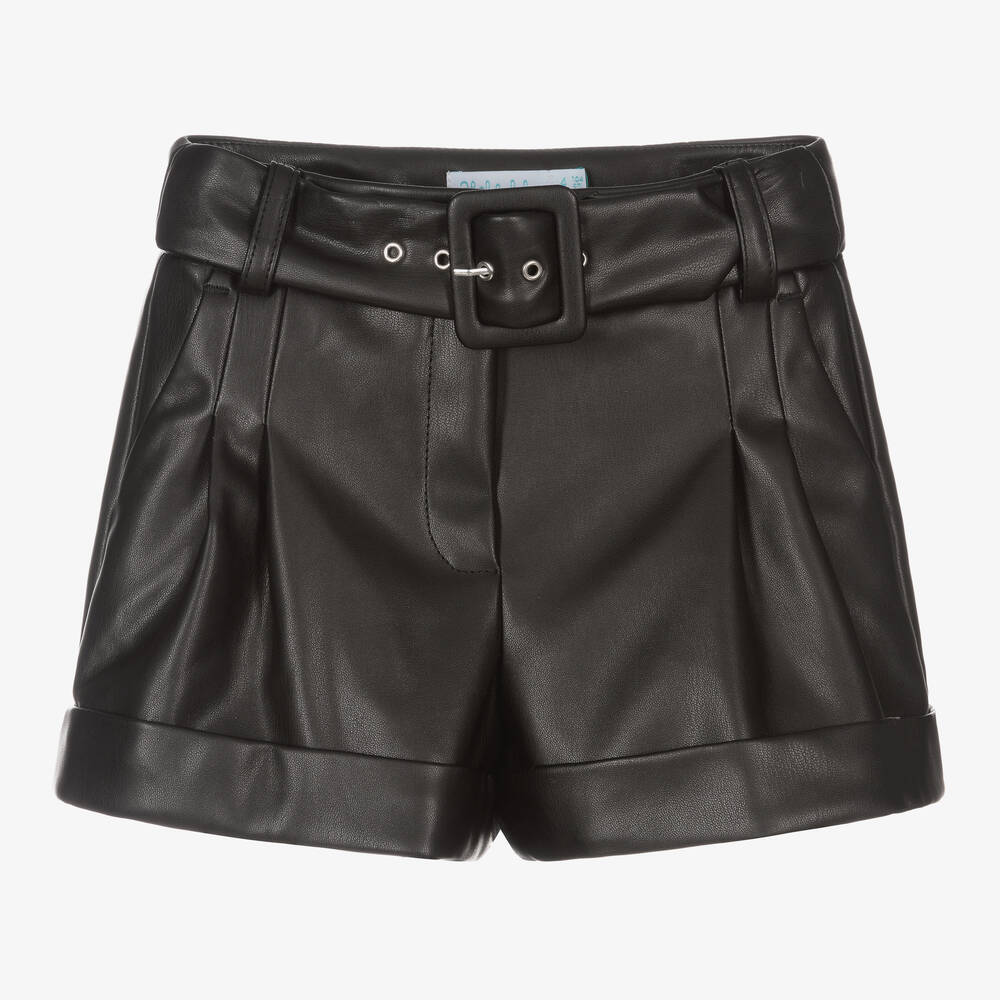 Abel & Lula - Black Faux Leather Shorts | Childrensalon