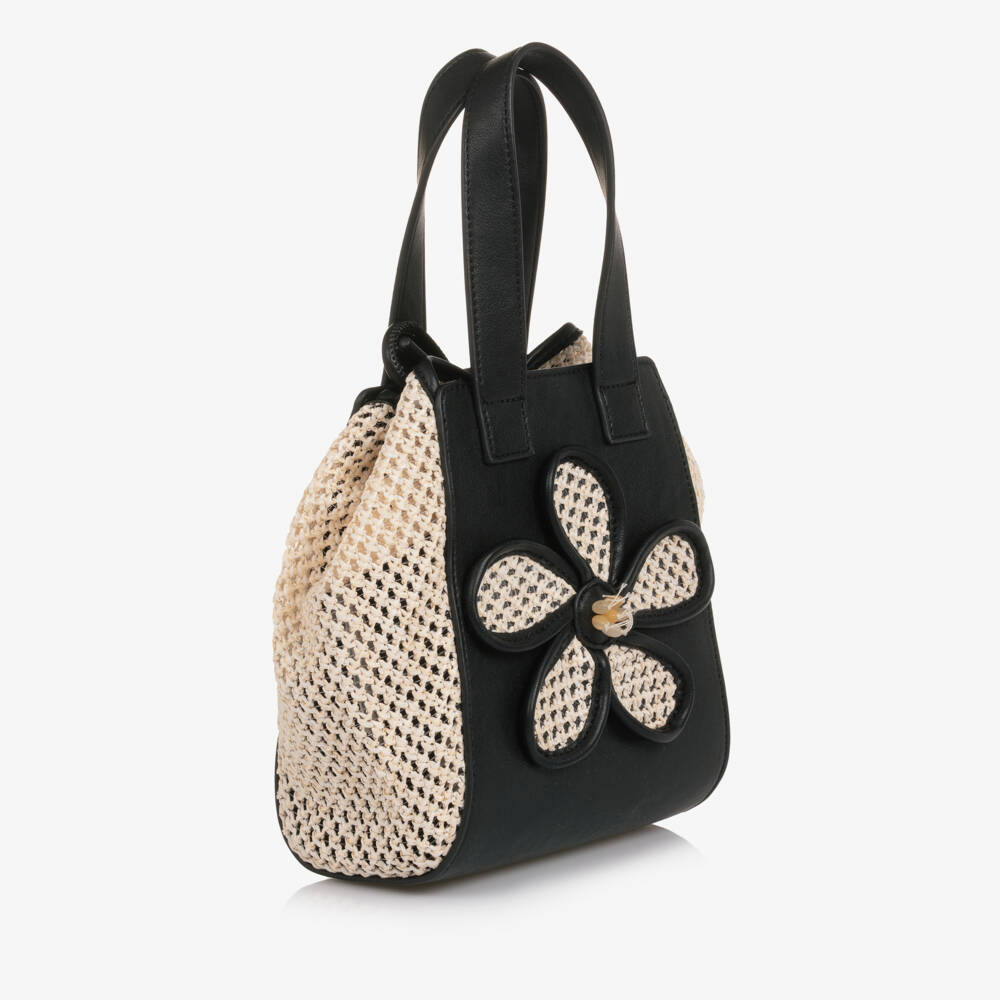 Abel & Lula-Black Rafia Handbag | Childrensalon Outlet