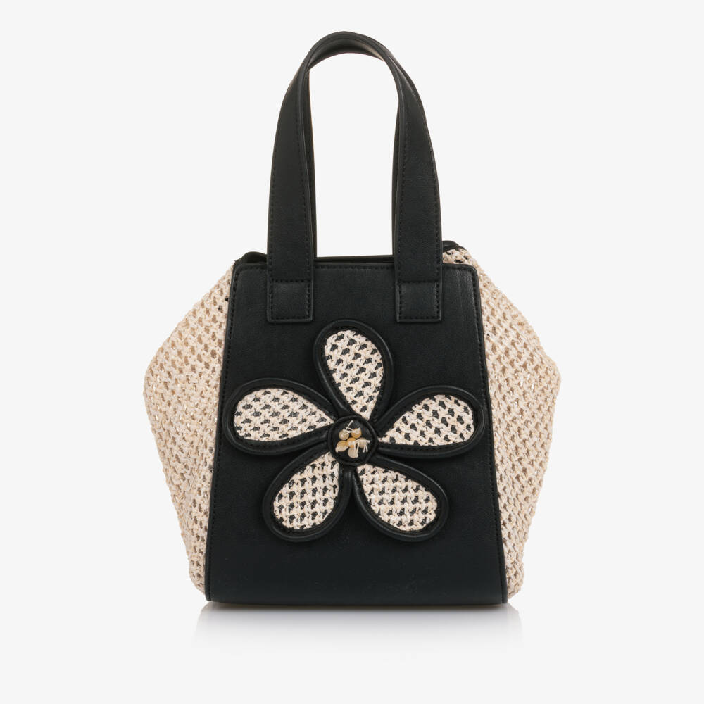 Abel & Lula-Black Rafia Handbag | Childrensalon Outlet