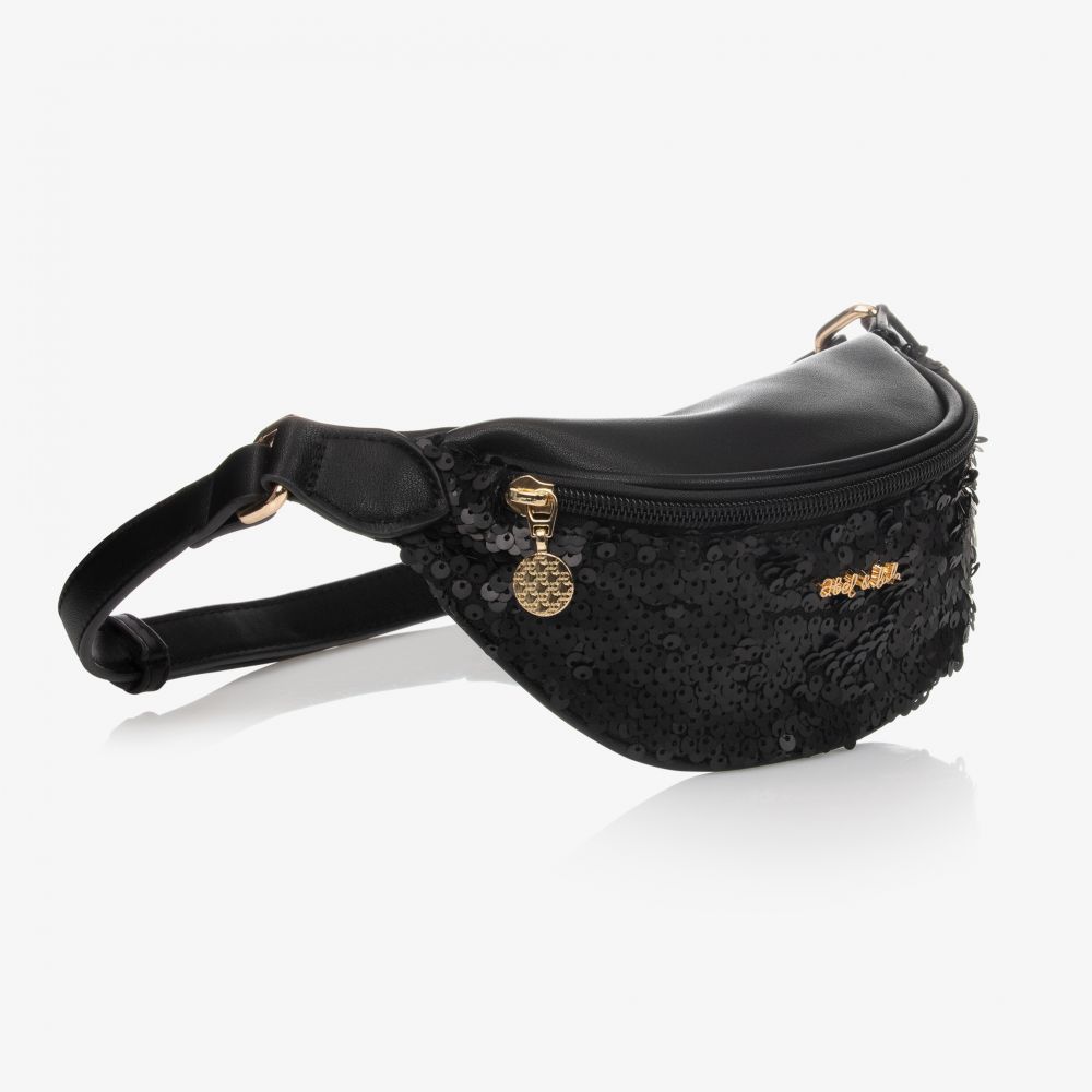 Abel & Lula-Black Sequin Belt Bag (22cm) | Childrensalon Outlet