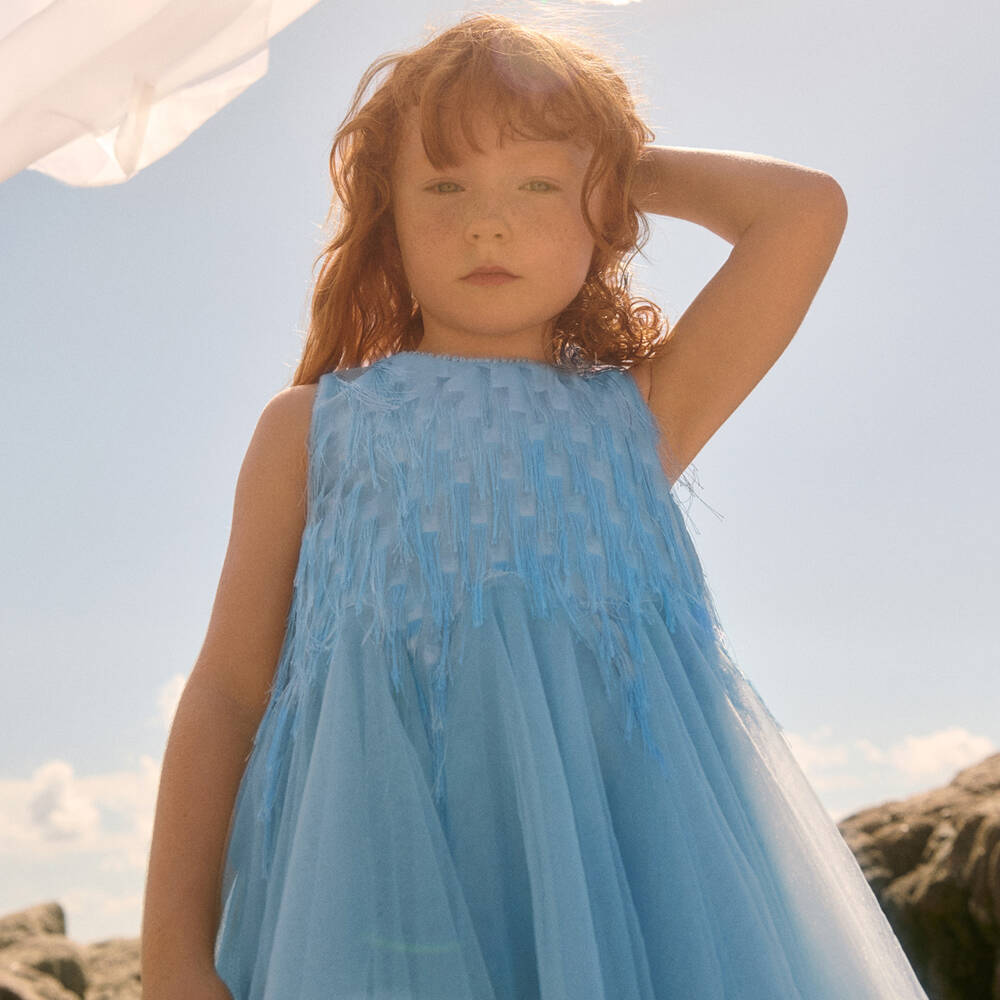 Abel & Lula-Blue Fringe Dress | Childrensalon Outlet