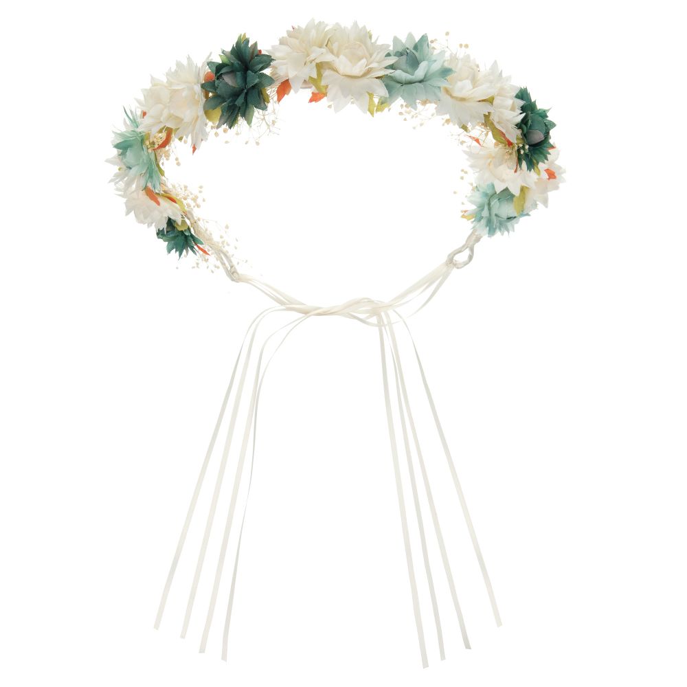 Abel & Lula - Blue & Ivory Floral Headband | Childrensalon