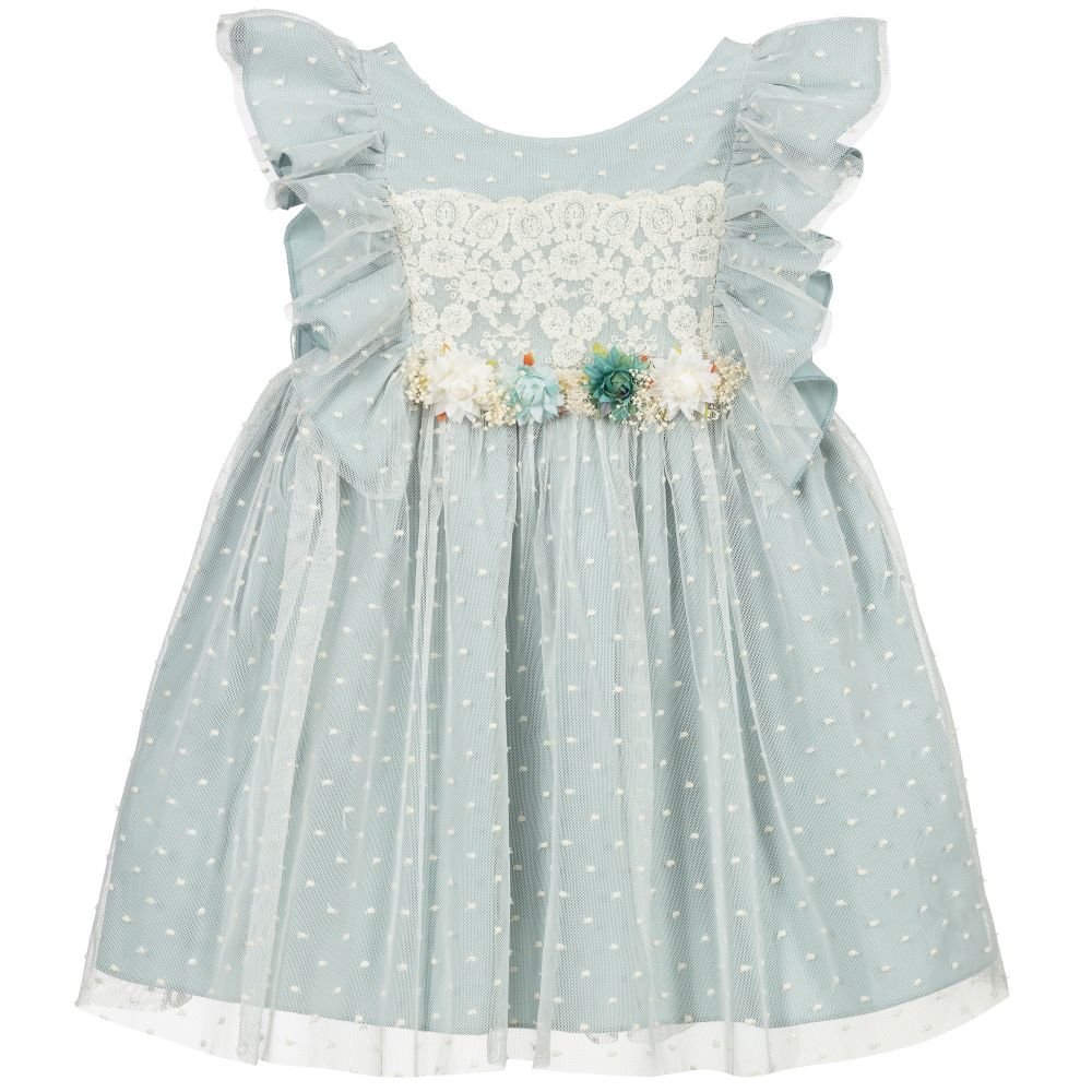 Abel & Lula - Blue & Ivory Tulle Dress | Childrensalon