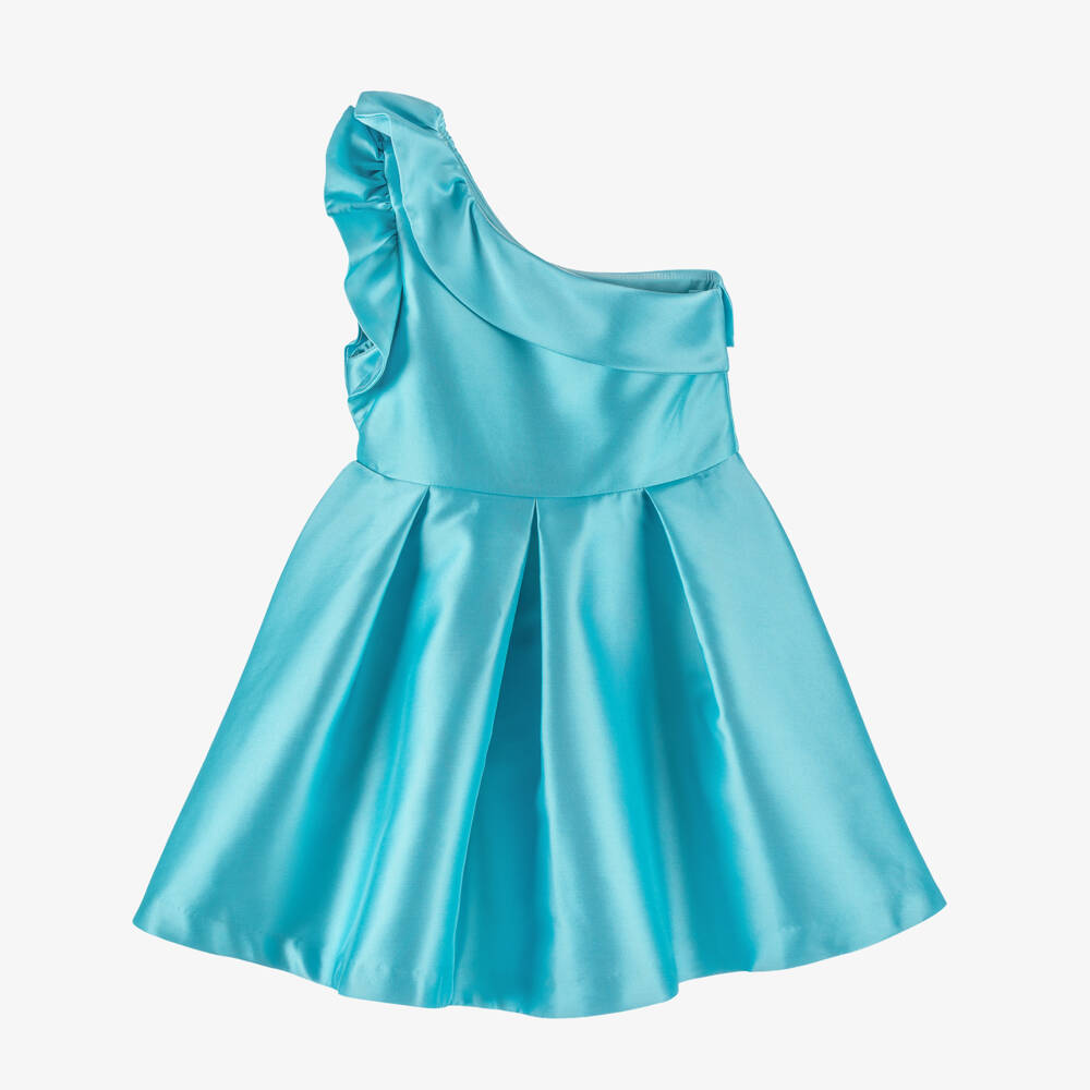 Abel & Lula-Blue One Shoulder Satin Dress | Childrensalon Outlet