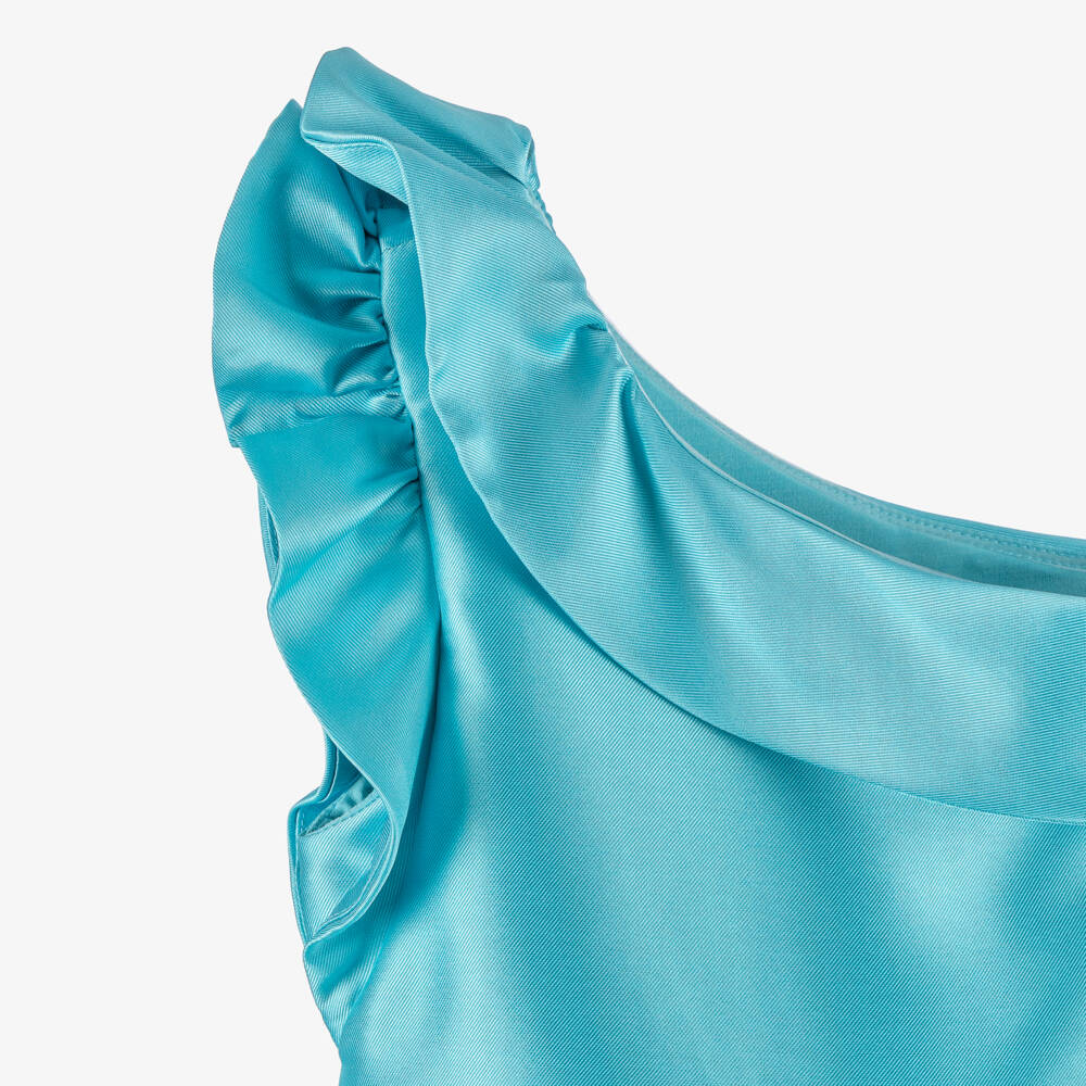 Abel & Lula-Blue One Shoulder Satin Dress | Childrensalon Outlet