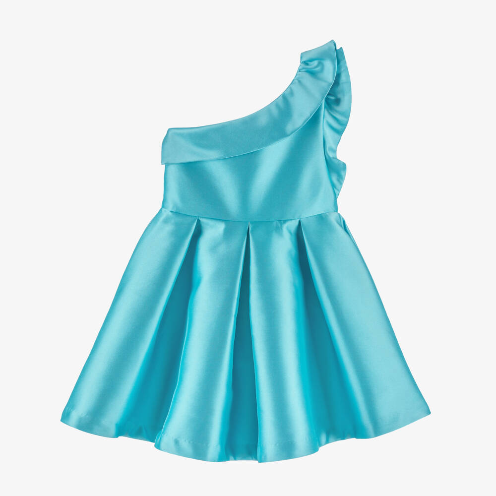 Abel & Lula-Blue One Shoulder Satin Dress | Childrensalon Outlet