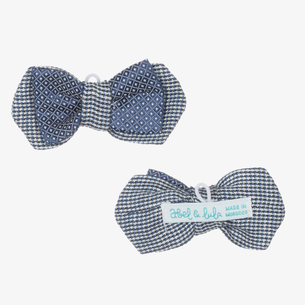 Abel & Lula-Boys Blue Houndstooth Check Shorts Set | Childrensalon Outlet