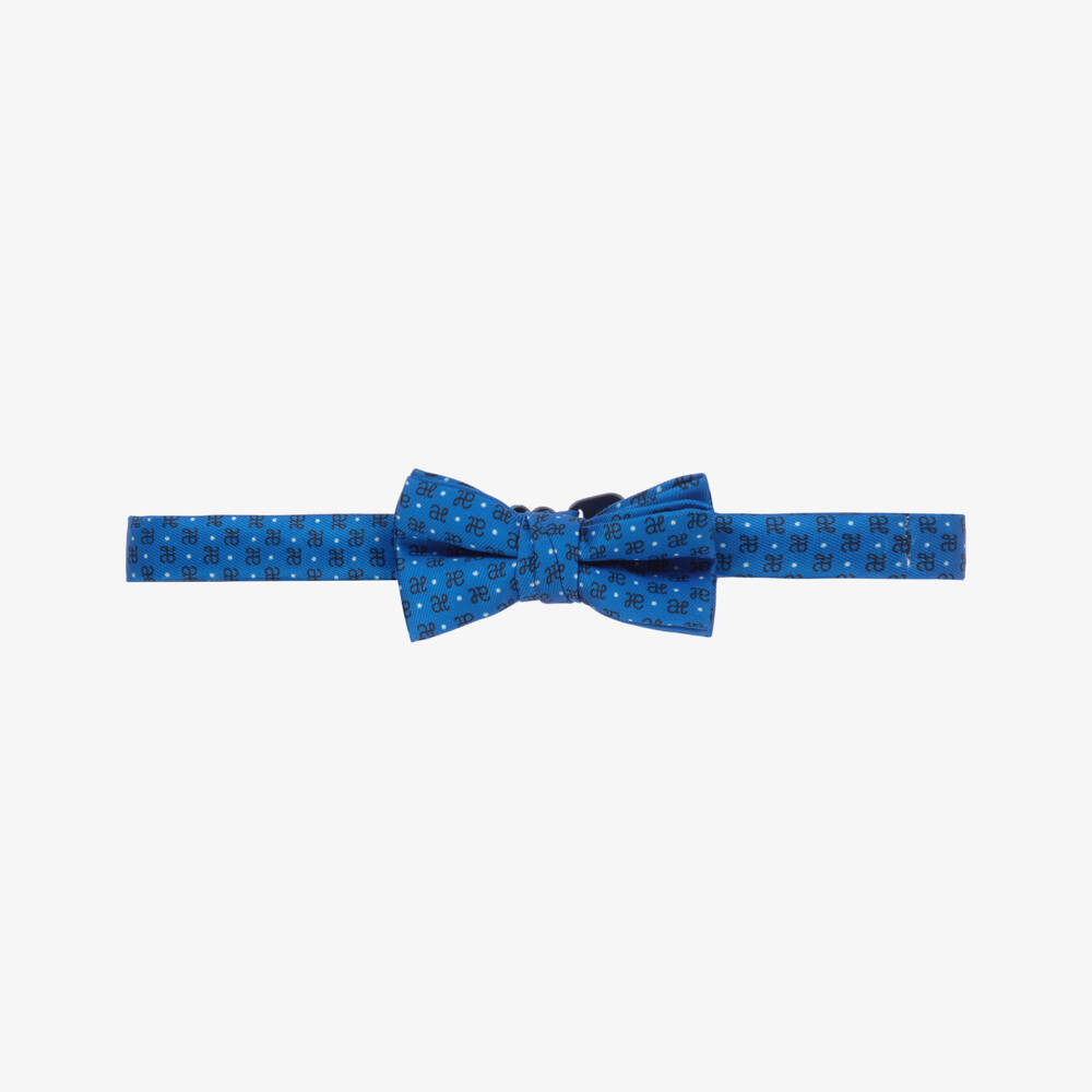 Abel & Lula-Boys Blue Monogram Bow Tie (7cm) | Childrensalon Outlet