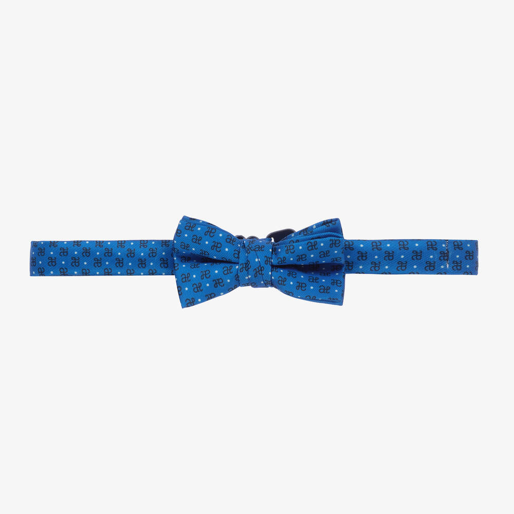 Abel & Lula-Boys Blue Monogram Bow Tie (7cm) | Childrensalon Outlet