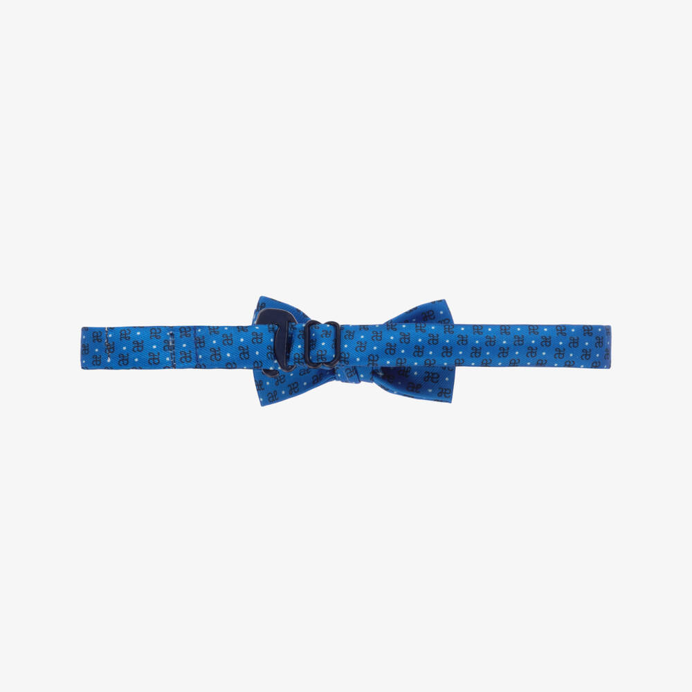 Abel & Lula-Boys Blue Monogram Bow Tie (7cm) | Childrensalon Outlet