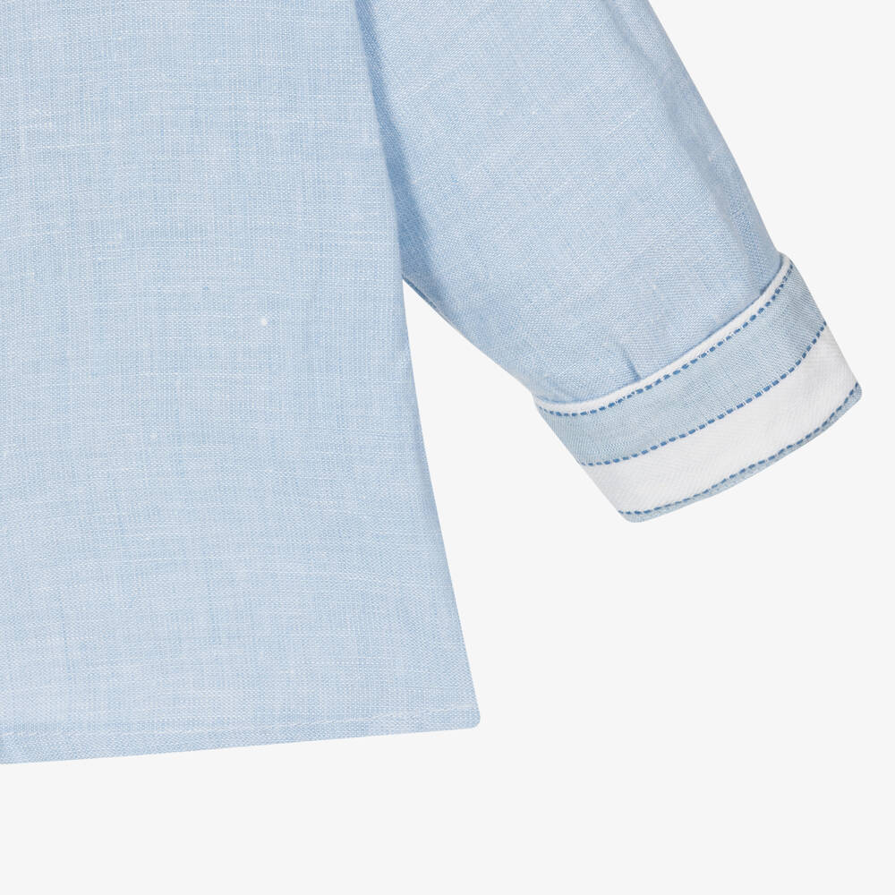 Abel & Lula-Голубой льняной комплект с шортами в полоску для мальчиков | Childrensalon Outlet