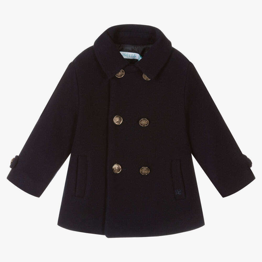 Abel & Lula - Boys Blue Wool Coat | Childrensalon