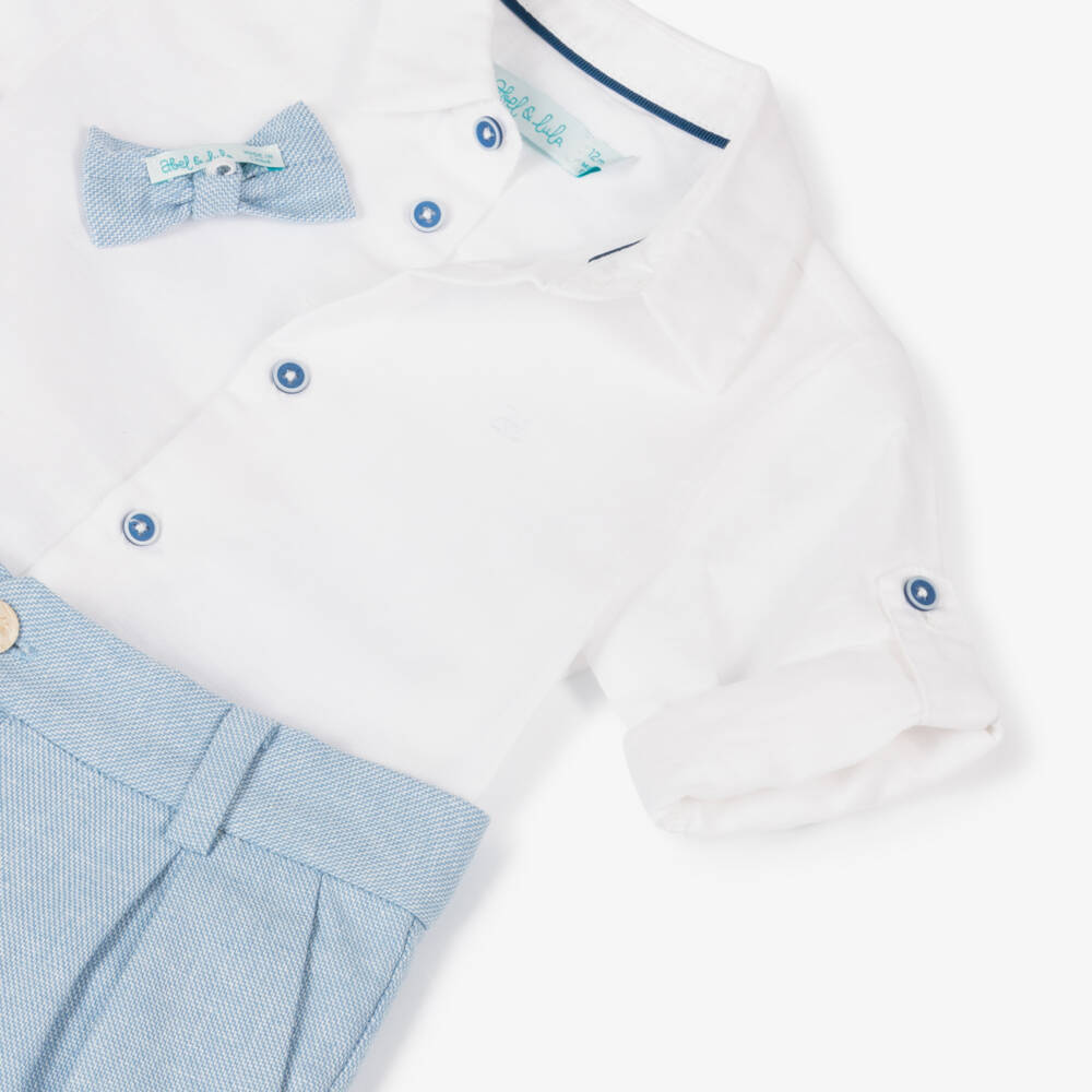 Abel & Lula-Boys Classic Blue Linen Ensemble | Childrensalon Outlet