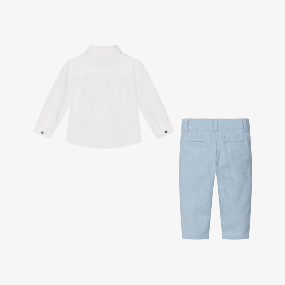 Abel & Lula-Boys Classic Blue Linen Ensemble | Childrensalon Outlet
