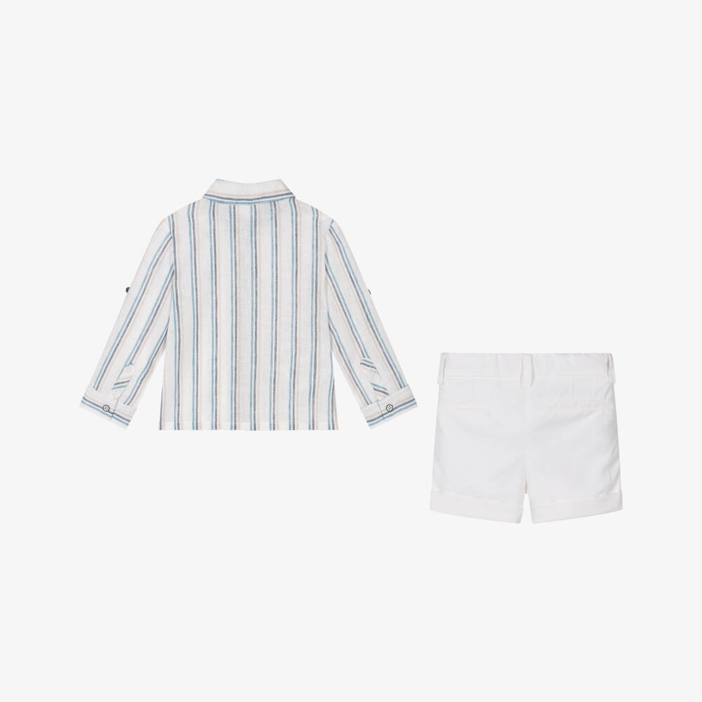 Abel & Lula-Boys Ivory Linen Blend Shorts Ensemble | Childrensalon Outlet