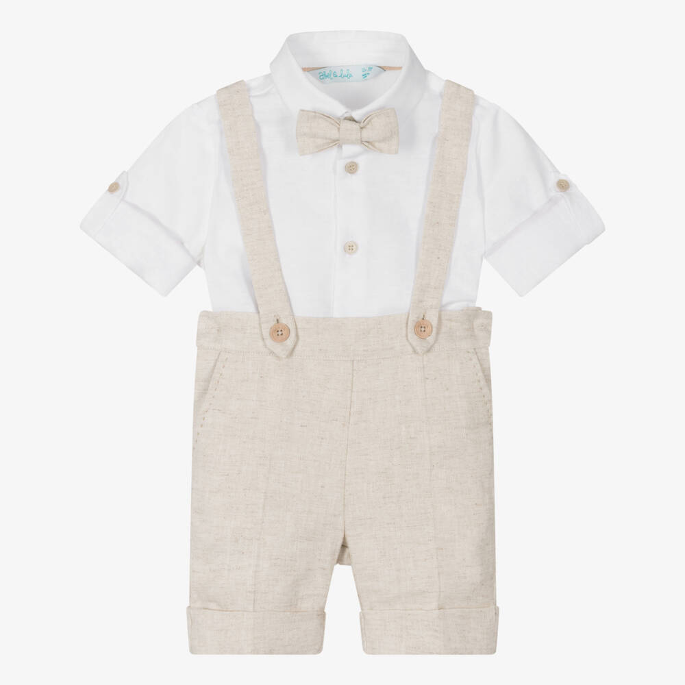 Abel & Lula-Boys Linen Blend Shorts Ensemble | Childrensalon Outlet