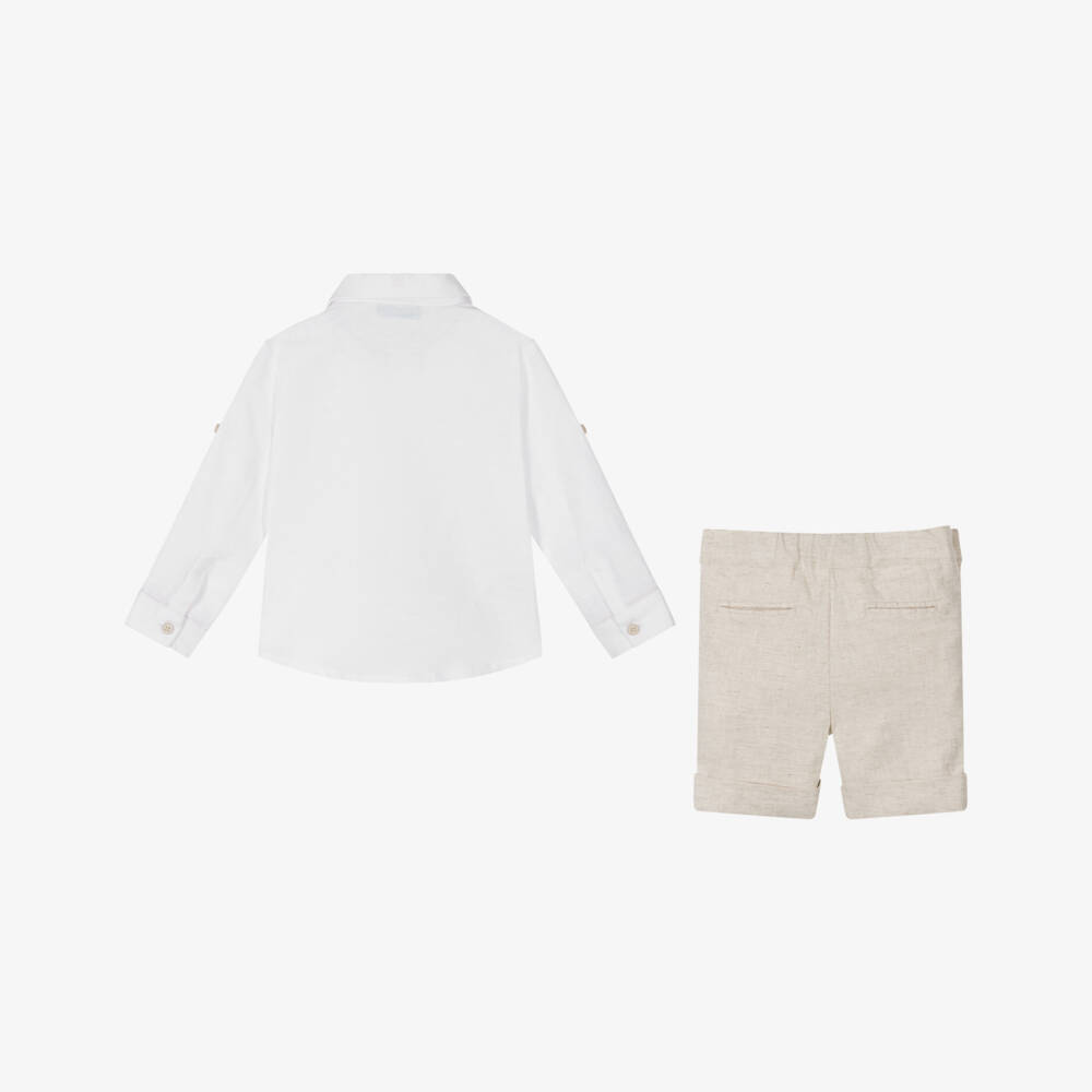 Abel & Lula-Boys Linen Blend Shorts Ensemble | Childrensalon Outlet