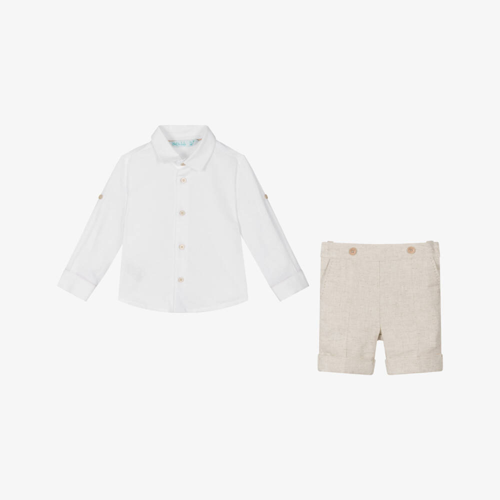Abel & Lula-Boys Linen Blend Shorts Ensemble | Childrensalon Outlet