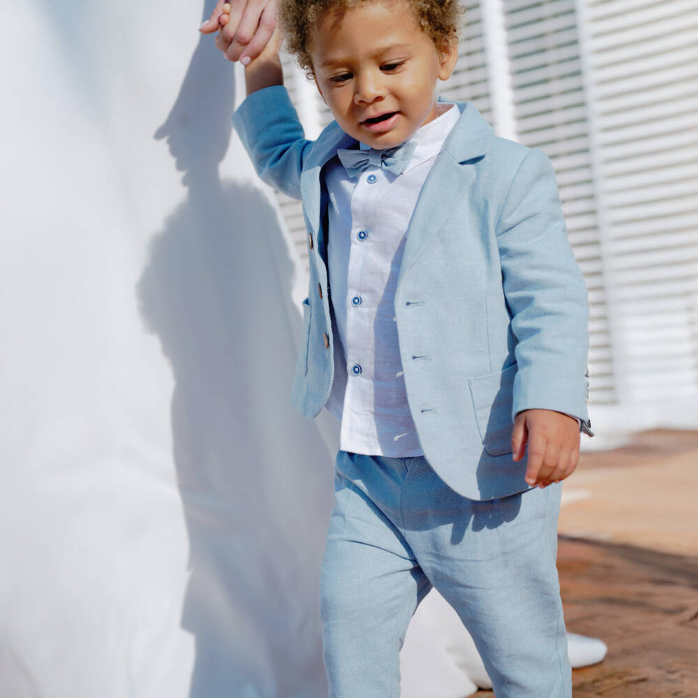 Abel & Lula-Boys Sky Linen-Cotton Jacket | Childrensalon Outlet