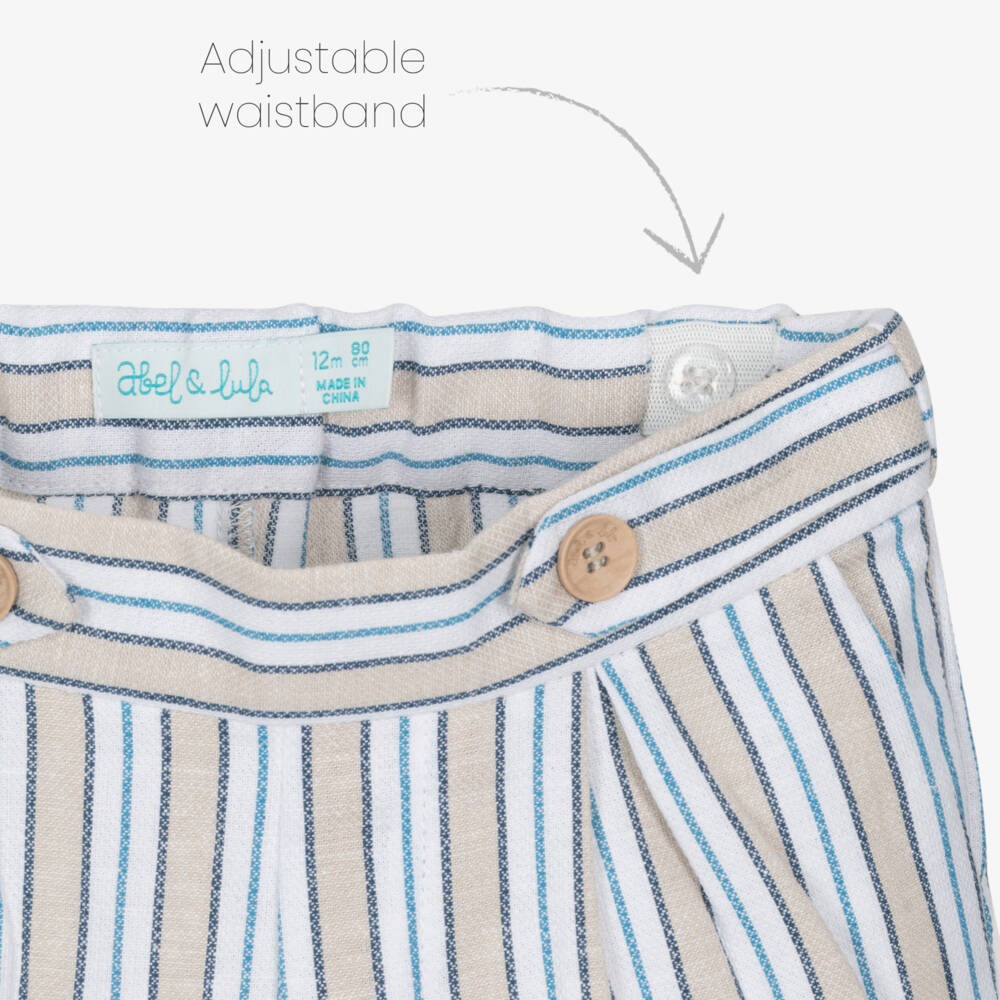 Abel & Lula-Boys Striped Blue Shorts Ensemble | Childrensalon Outlet
