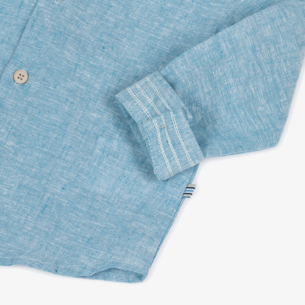 Abel & Lula-Boys Striped Blue Shorts Ensemble | Childrensalon Outlet